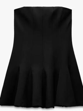 Zara Black Strapless Pleated Cocktail Dress